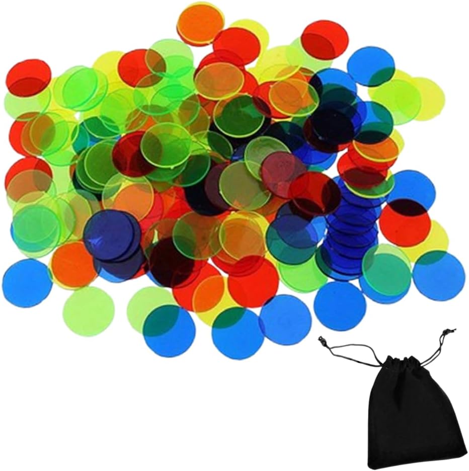 LJFEA 150 Piece Coloured Plastic Counter, Bingo Chips, Plastic Tokens ...