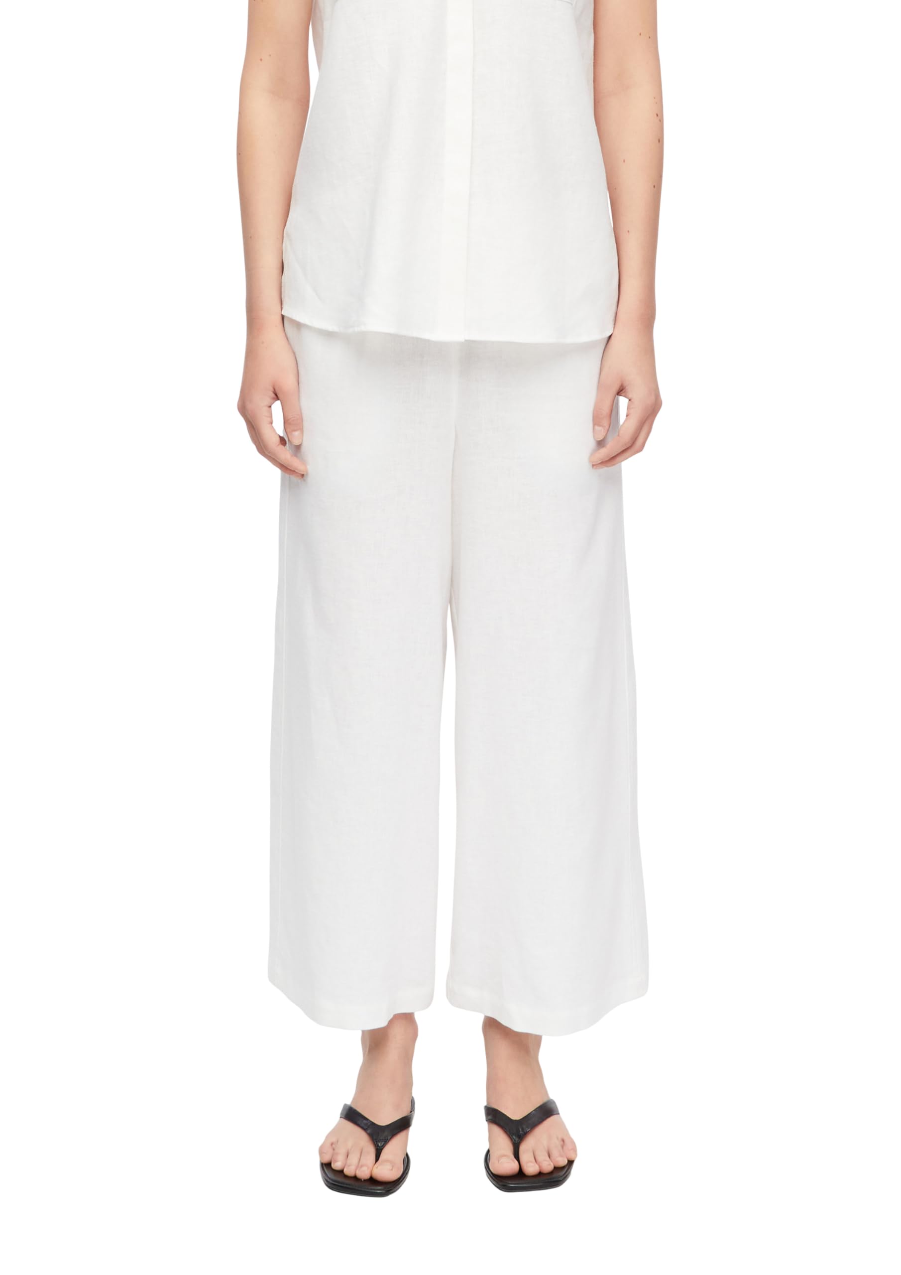 Comma Damen Culotte aus Leinen-Lyocell-Mix – High Rise, Wide Leg, elastischer Bund – Für Business & Festliche Anlässe