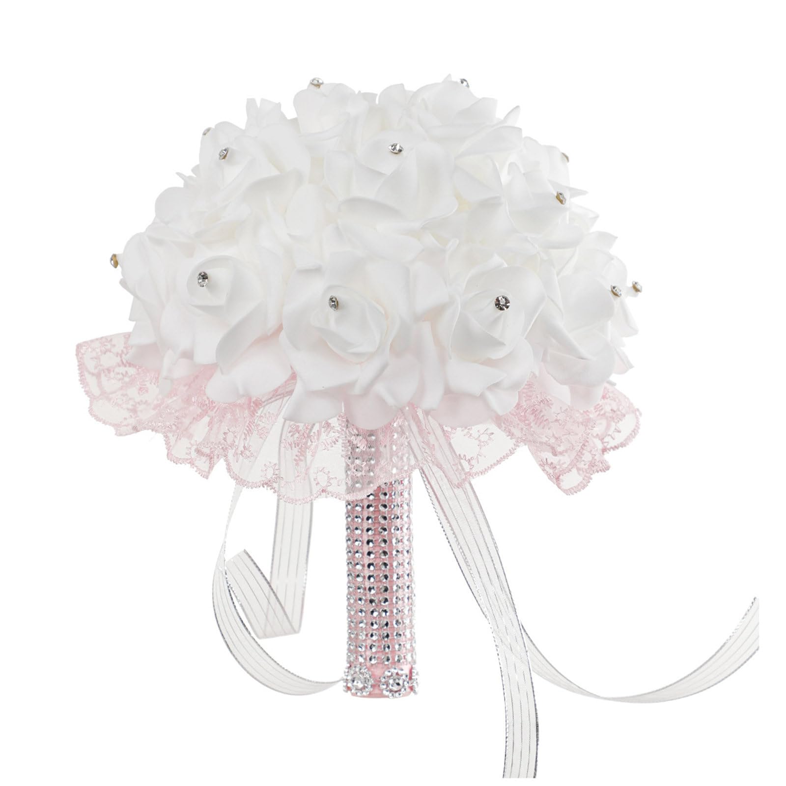 Buxuaaaa Girls B Uxuaaaa Artificial Flower Ouquet White Rhinestone Flowers Decor Supplies For Couple Wife Irthday Artificial Flower Ouquet