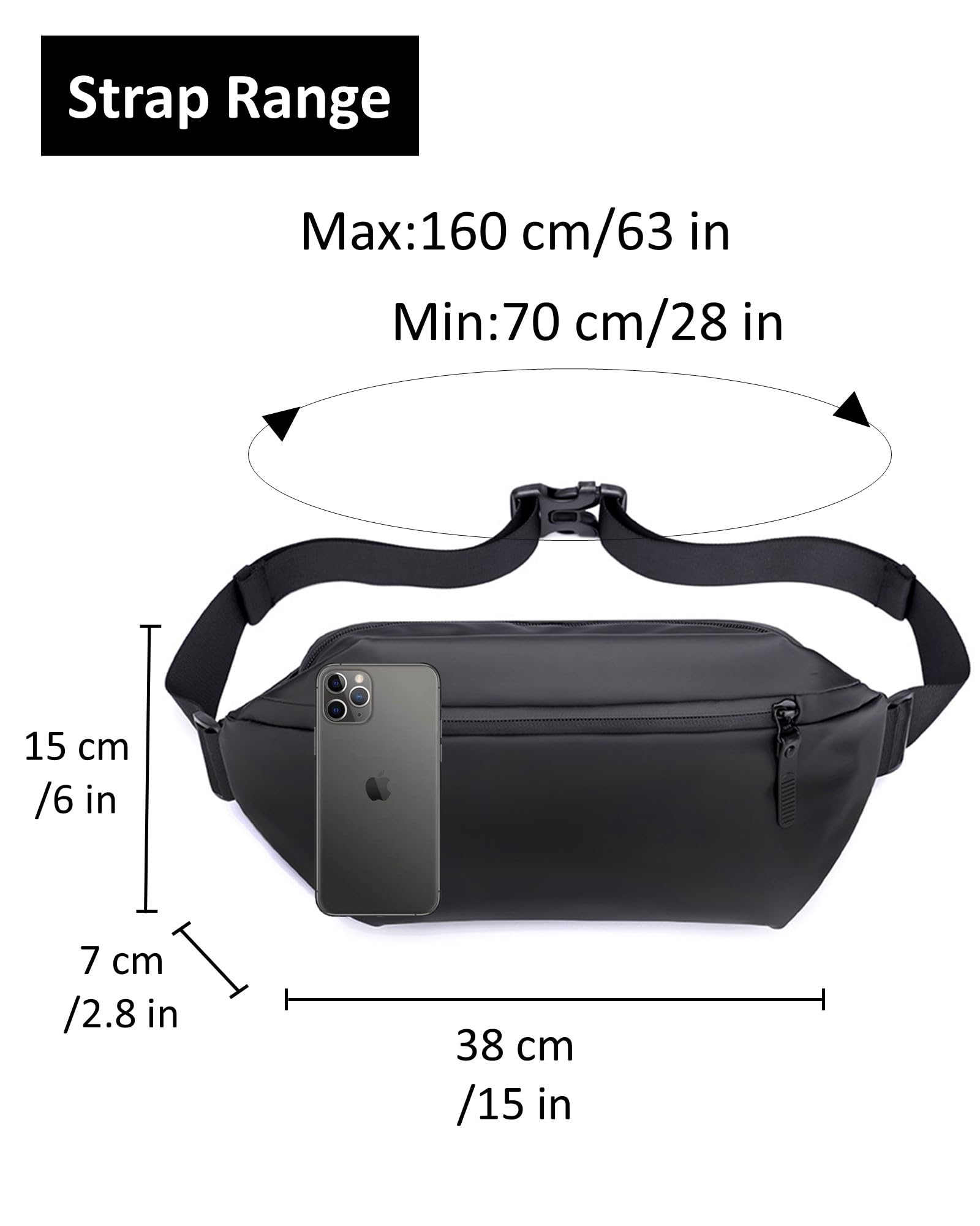 TODREMOU Bum Bag Bumbag Bumbags Anti Theft-Ladies Waterproof Women Bags Men Fanny Pack PU Leather Festival Waist Large Travel Safe - Image 4