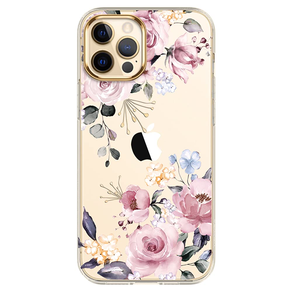 luolnh Compatible with iPhone 11 Pro Max Case,iPhone 11 Pro Max Pretty Case with Flowers,for Girly Women,Shockproof Clear Floral Pattern Hard Back Cover for -Pink Flower