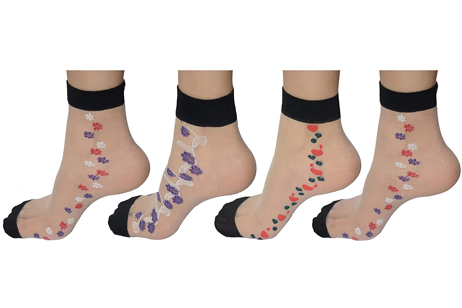 starvis Ankle Ultra Thin Transparent Net Socks for Women with Thumb (Pack of 4)-picture-26