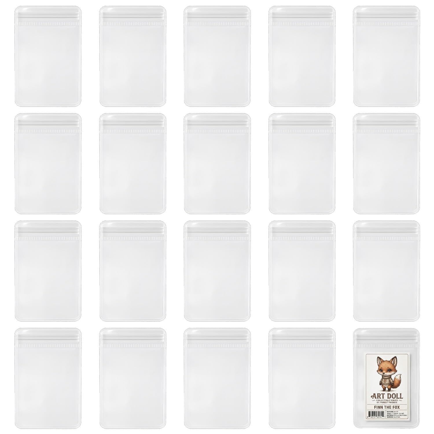 20 Pack Tag Protector for Jelly Plush Toys,Double-Sided Transparent Label Cover Storage Tags Protectors Compatible with JellyCat Popular Plush Brands,Small Resealable Jewelry Storage Bags for Earrings