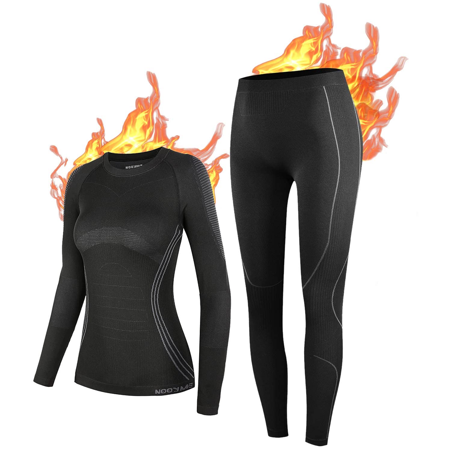 NOOYME Intimo Termico Donna Biancheria Intima Termica Funzionale Donna Pantaloni e Maglia Termica Traspirante Asciugatura Rapida per Sci Corsa Palestra