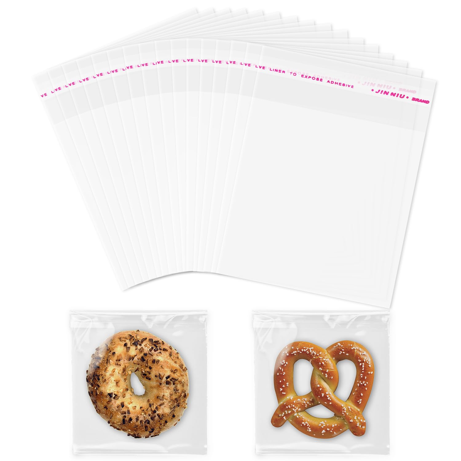 100 Pcs Small Cellophane Bags, Resealable Clear Cellophane Bags Self-Adhesive Small Sweet Bags for Cookie, Sweet, Jewelry, Gifts and Hairpin (13x13cm/5.12x5.12inch) โ image 1