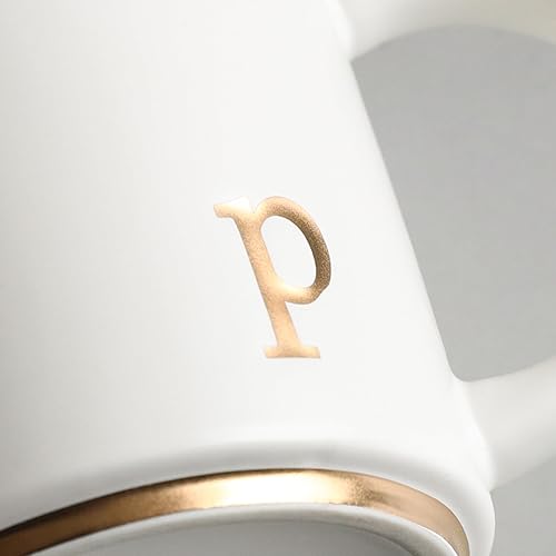 Miniatura 7 de COLLECTIVE HOME - Tazas de cerámica con monograma, tazas de café con inicial dorada de 15 onzas, elegantes tazas de té del alfabeto, elegante taza