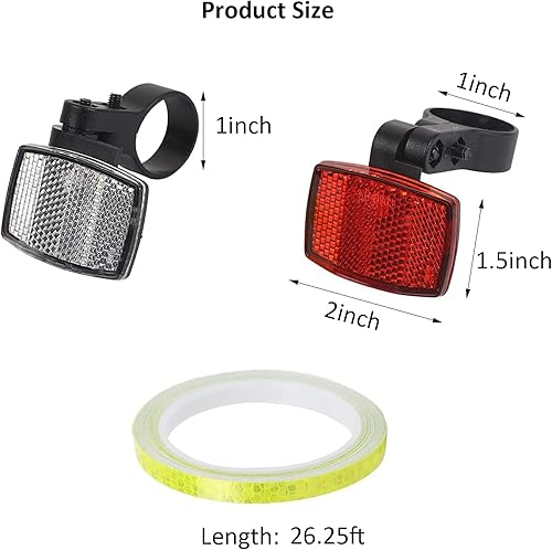 Miniatura 2 de Kit de 5 reflectores delanteros y traseros para bicicleta, reflector de bicicleta con cinta reflectante, reflectores de advertencia de seguridad