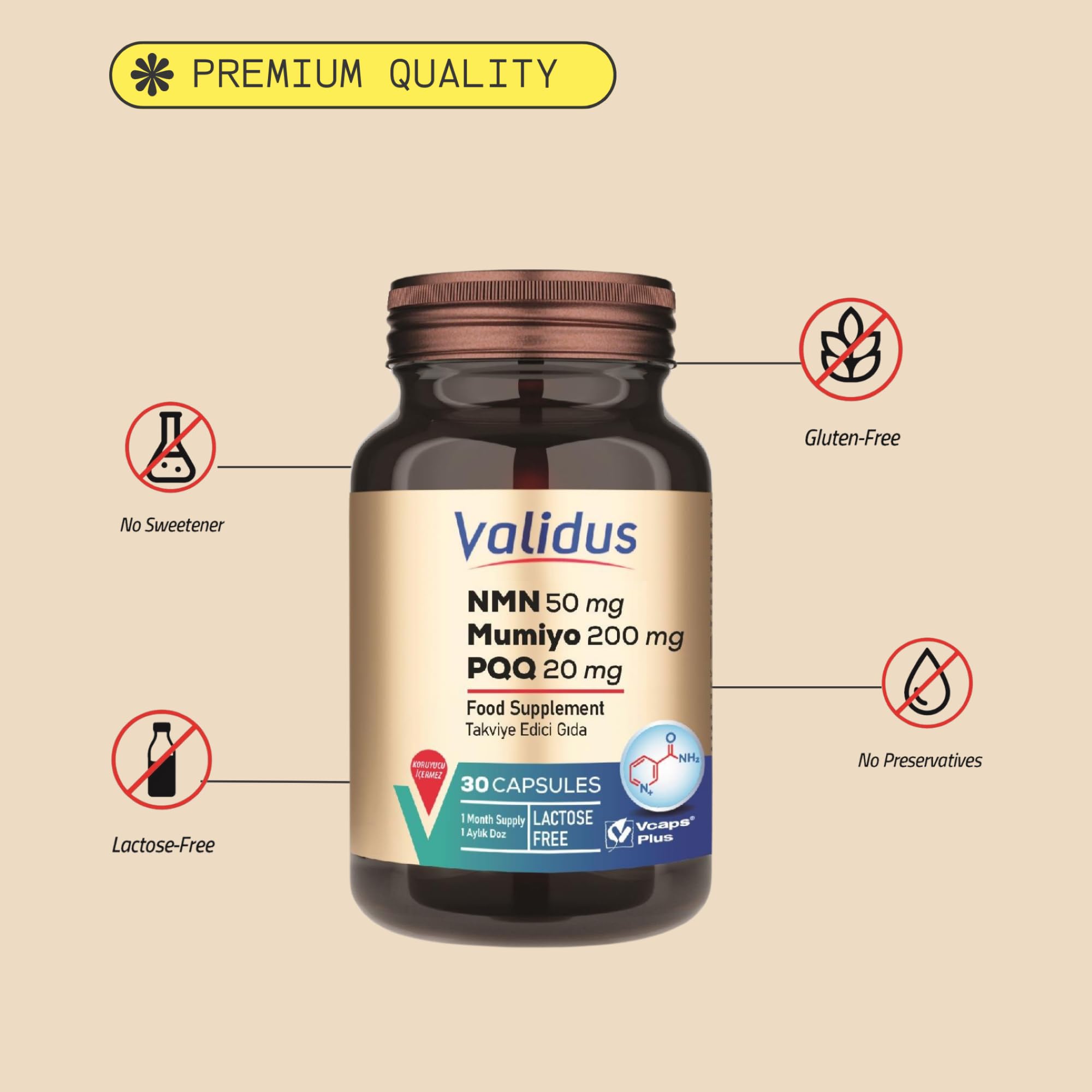 Validus Vitaminler, Mineraller ve Takviye Edici Gıda 30 Kapsül