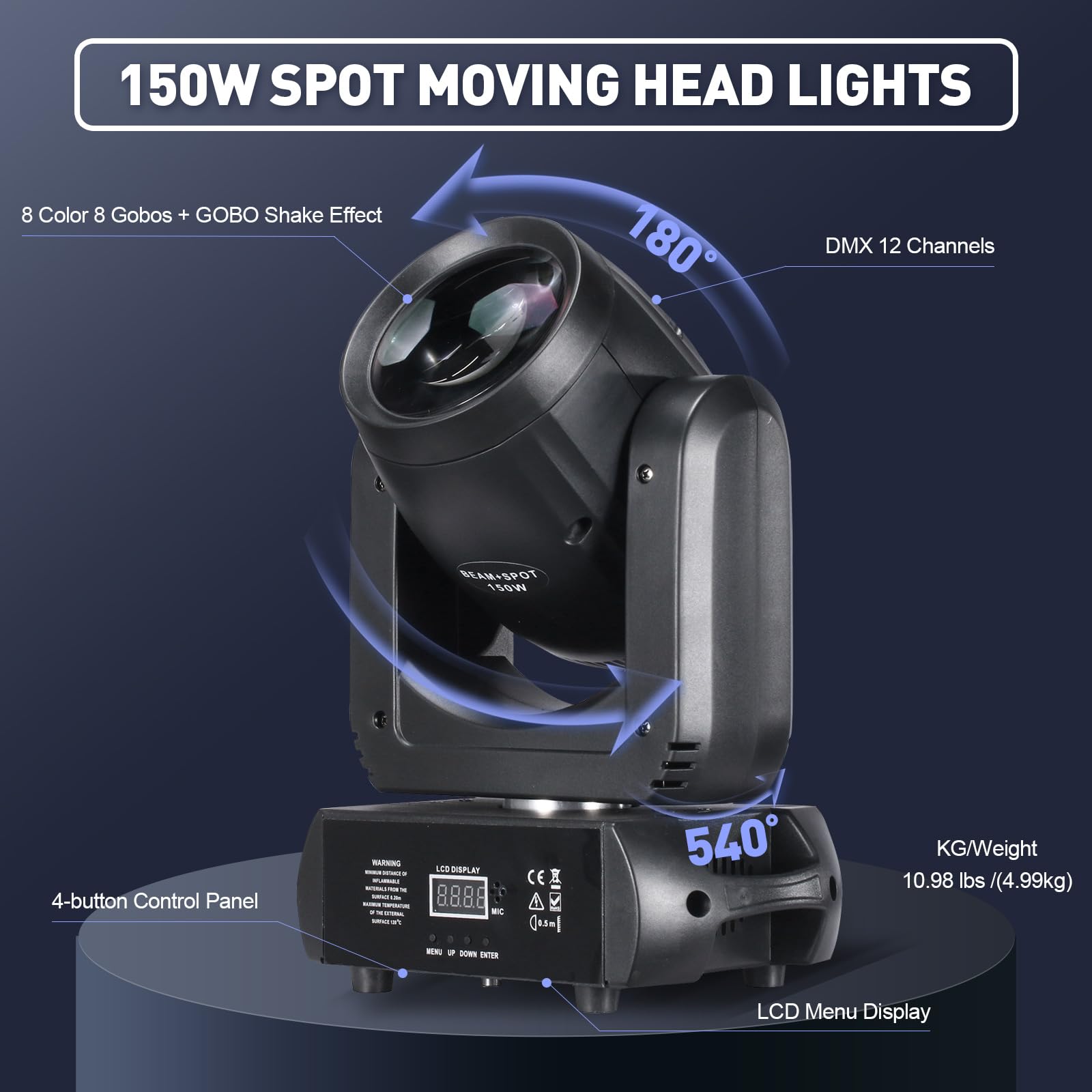 Dj Lights Moving Head 150W LED Stage Lights 8 Colors 8 Gobos Beam