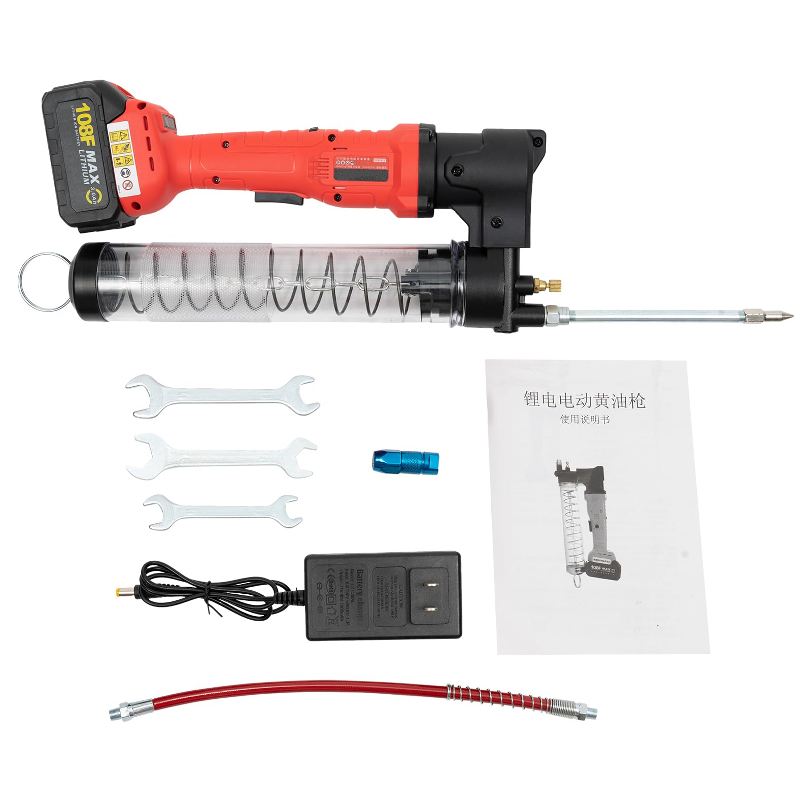 Pompe à Graisse électrique Sans Fil Bravex 21V – 12 000 PSI – Flexible 40 Cm – Neuf
