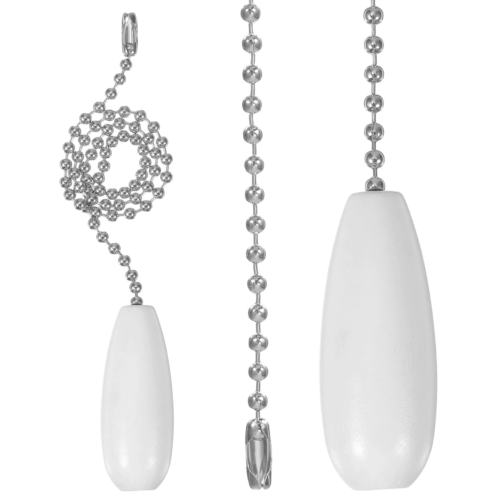 Bremorou 12-Inch Light Chain 4 Pack Ceiling Fan Pull Chain Wooden Decorative Pendant Extension Chains, Beaded Ball Chains Beaded Ball Fan Cord Extender Ornament for Ceiling Light Lamp (White)