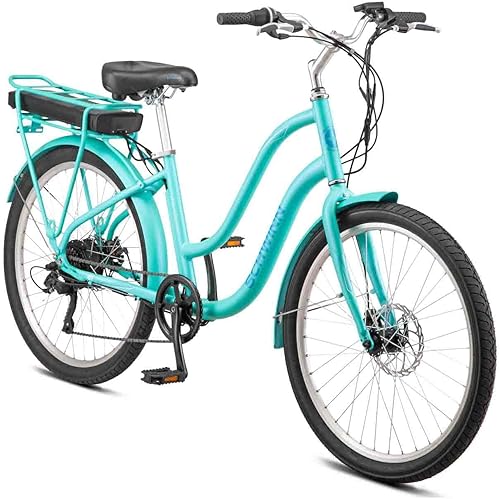 Miniatura 1 de Schwinn Mendocino Mens and Womens Hybrid Electric Beach Cruiser Bike Lightweight Aluminum eBike Frame 26-Inch Wheels Pedal Assist 6 Speed Drivetrain