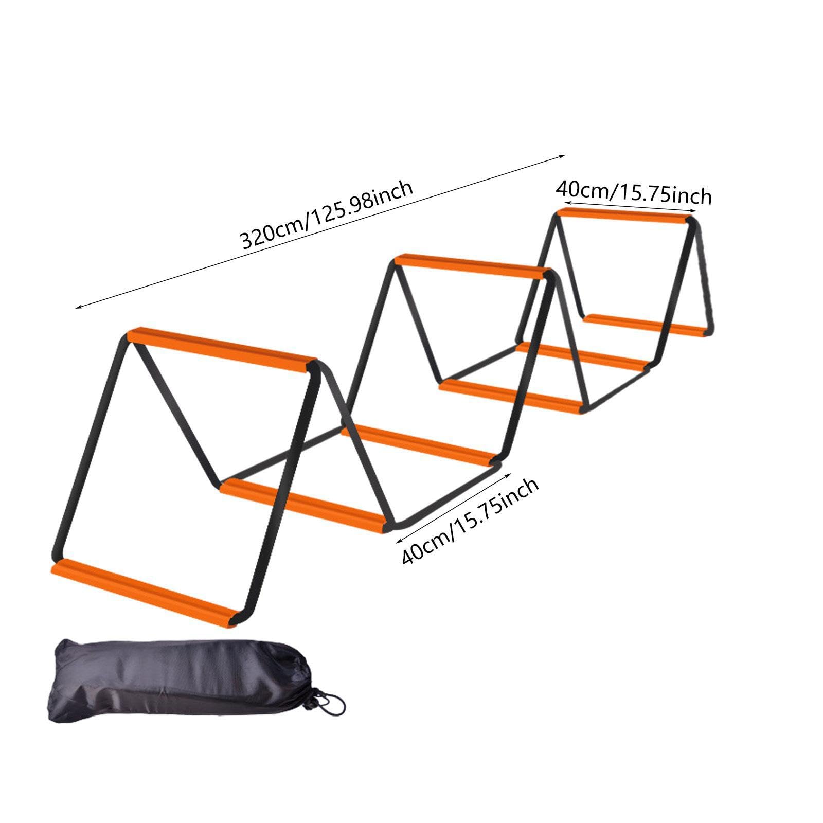 Escalera de Agilidad Plegable. Herramienta compacta y fácil de Usar para configuraciones rápidas. Entrenamiento Mejorado para Entrenadores y Atletas , Negro Naranja , 8 Rejillas con Bolsa