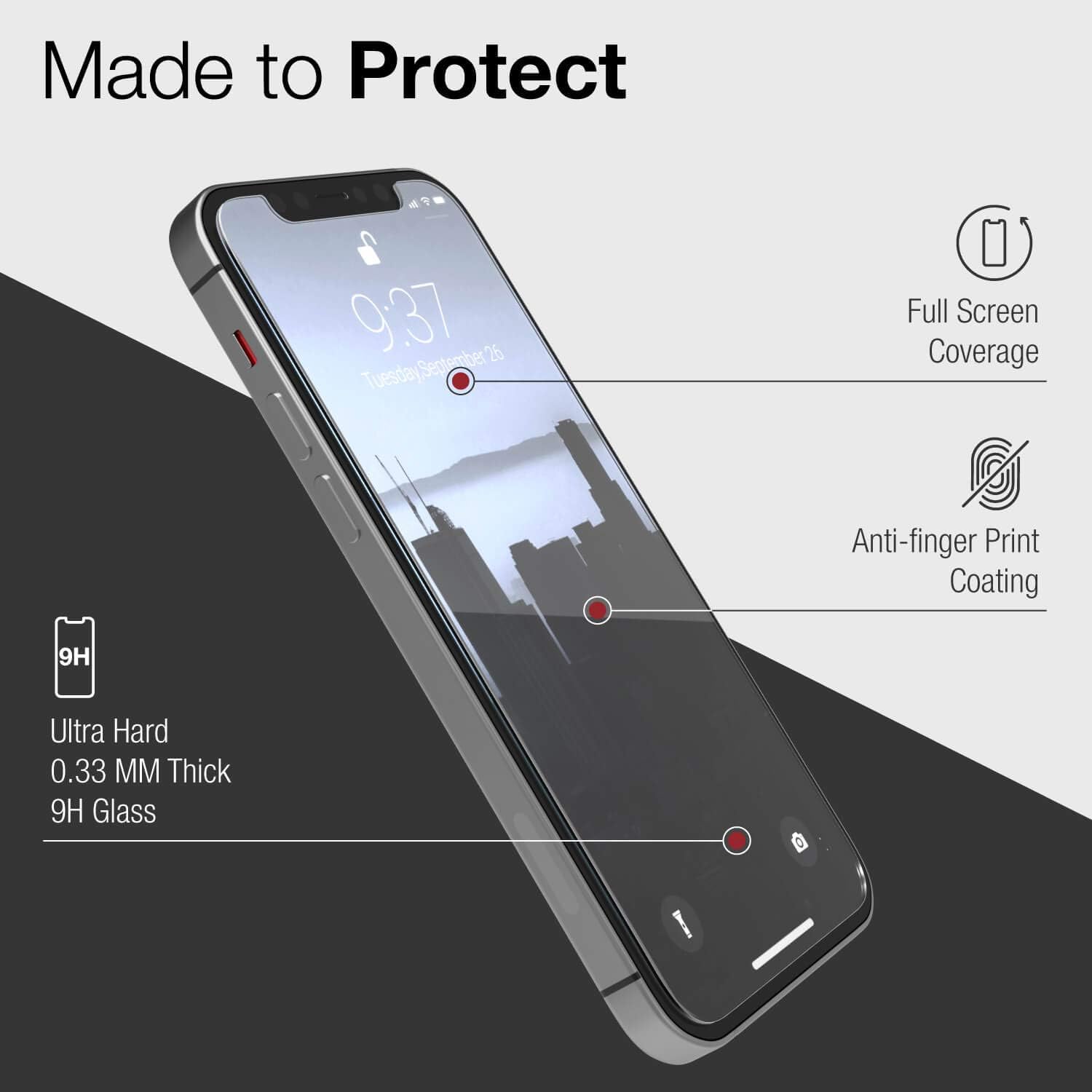 X-Doria Raptic Glass Screen Protector (Formerly Glass) Compatible with Apple iPhone 12 & iPhone 12 Pro, Tempered Glass, Edge to Edge Protection, Anti-Fingerprint for iPhone 12 & iPhone 12 Pro, Clear