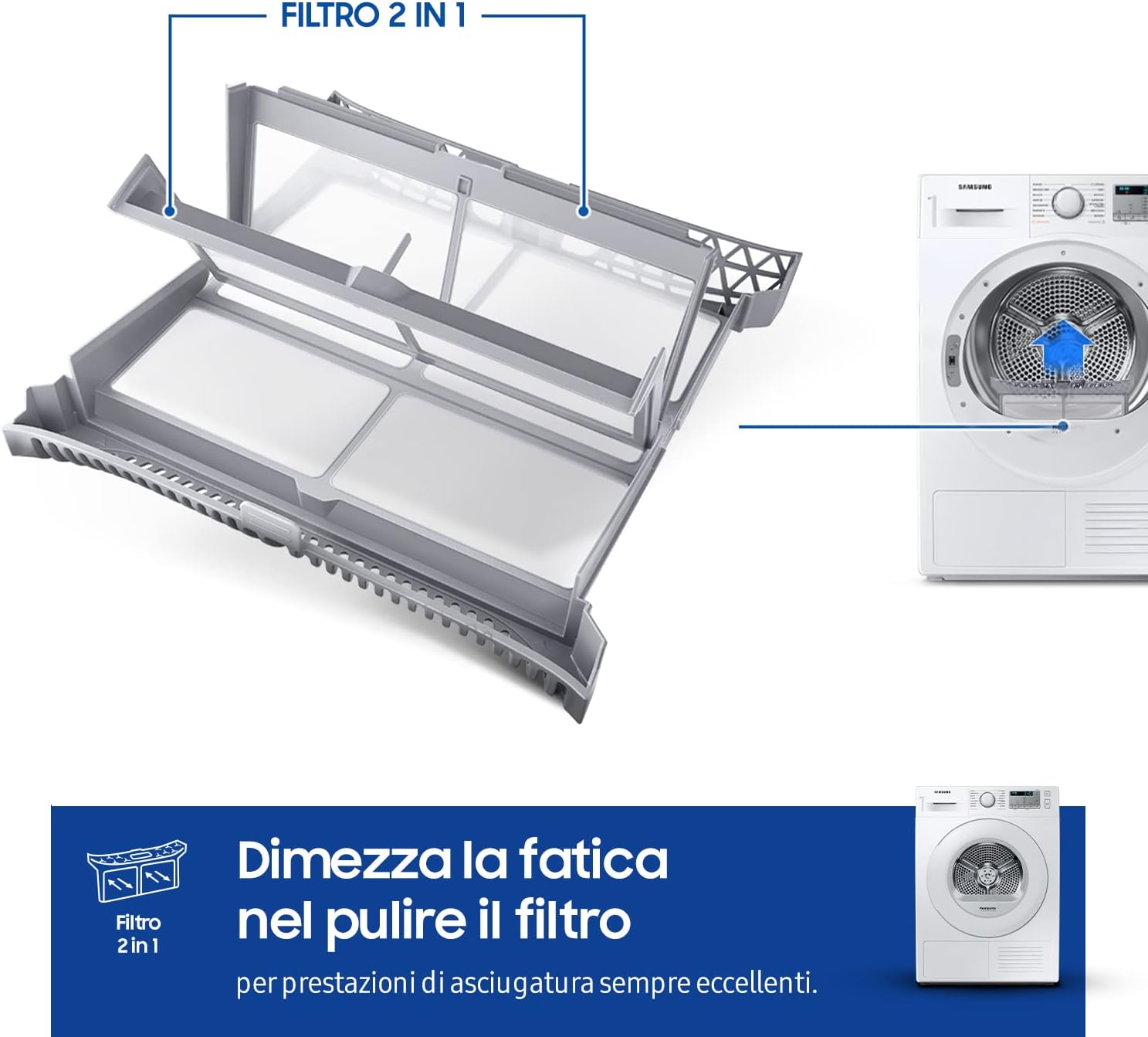 Samsung Asciugatrice Crystal EcoDry DV90TA040TH/ET, 9 kg, Pompa di calore, Carica Frontale. 60l x 85h x 60p cm Samsung Asciugatrice Crystal EcoDry DV90TA040TH/ET, 9 kg, Pompa di calore, Carica Frontale. 60l x 85h x 60p cm