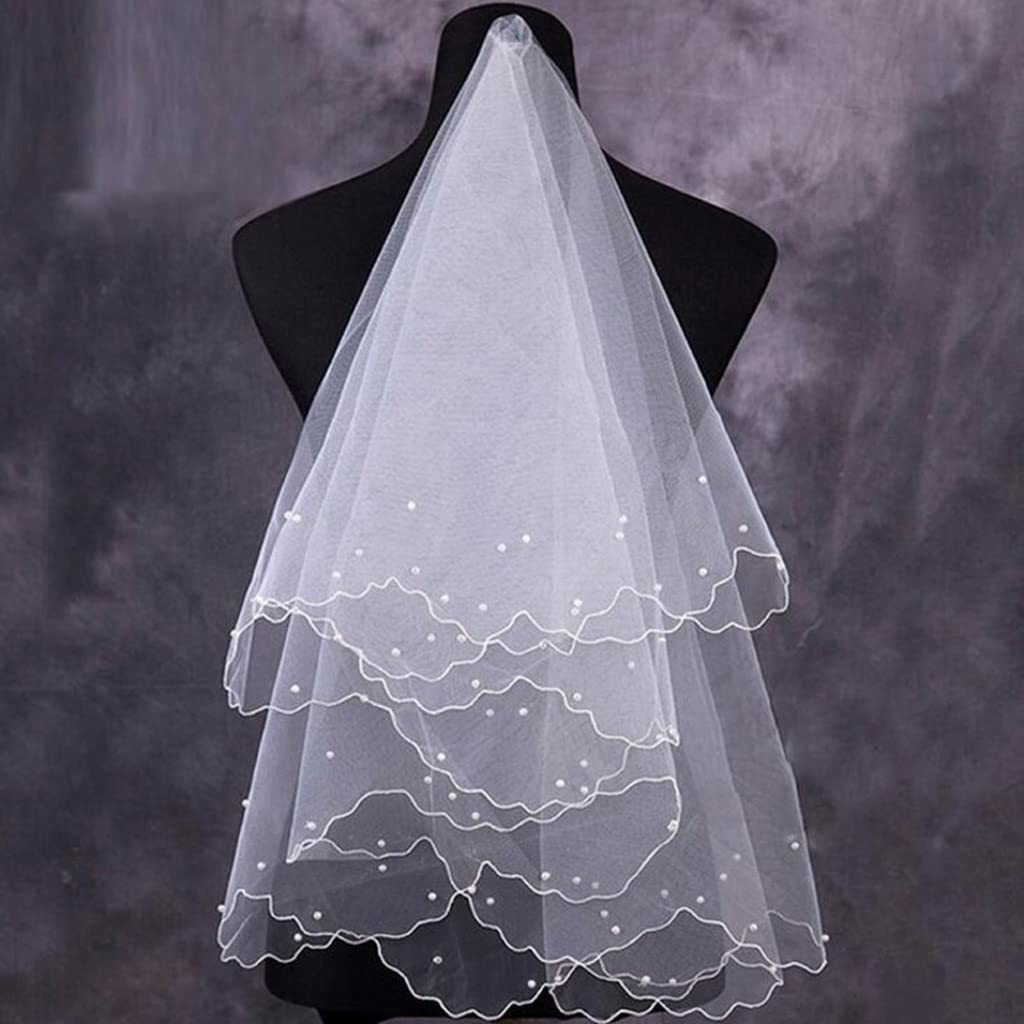 Velo de novia con perlas para bodas de ensueño velo de capas de tul suave para ceremonia civil