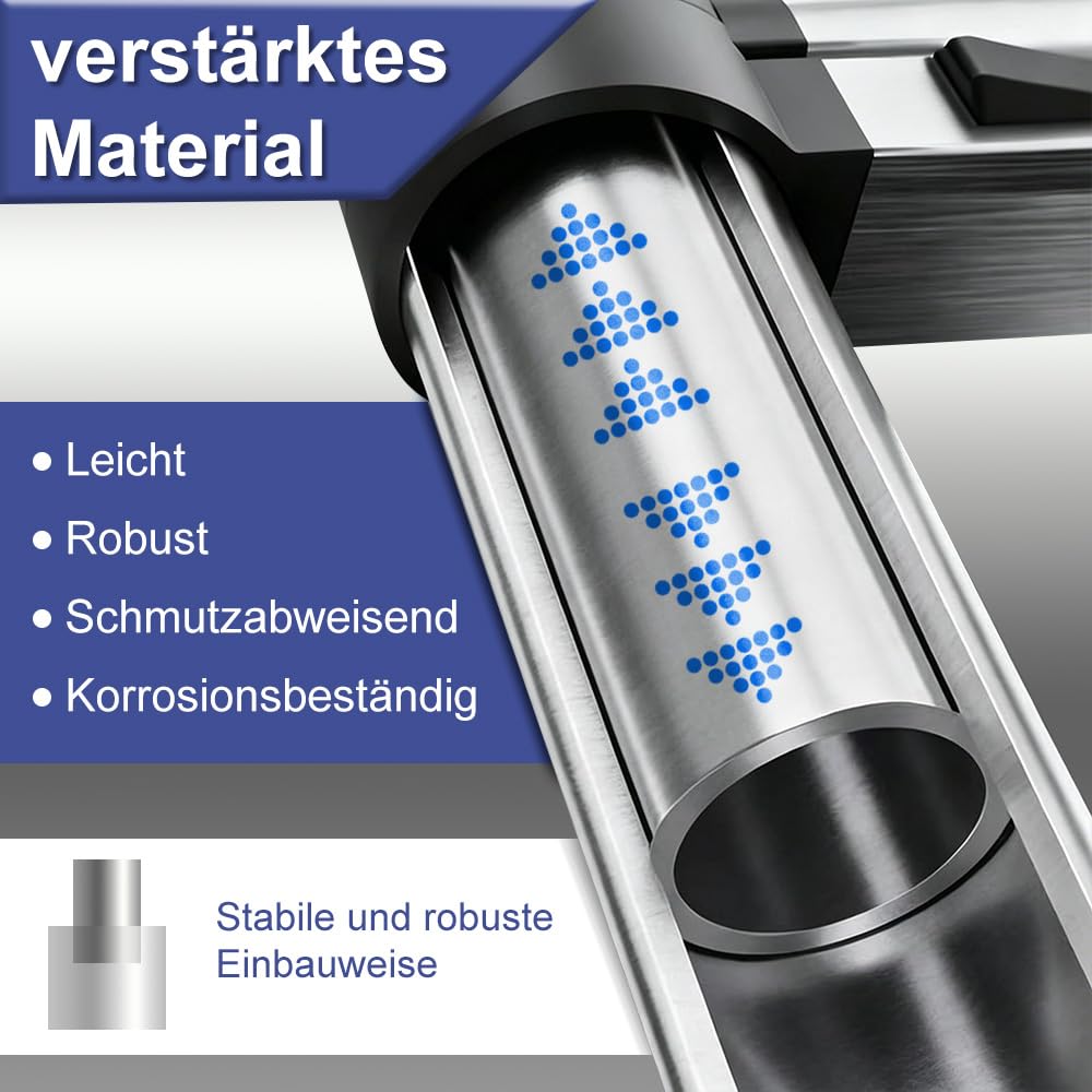 Edelstahl Teleskopleiter Einzelleiter Hochfest Verstärkt, Tragbare Ausziehbare Leiter mit Rutschfesten Füßen, Tragkraft 150 kg Für Dachboden, Wohnmobil, Heimwerkerarbeiten (2.5+2.5M)