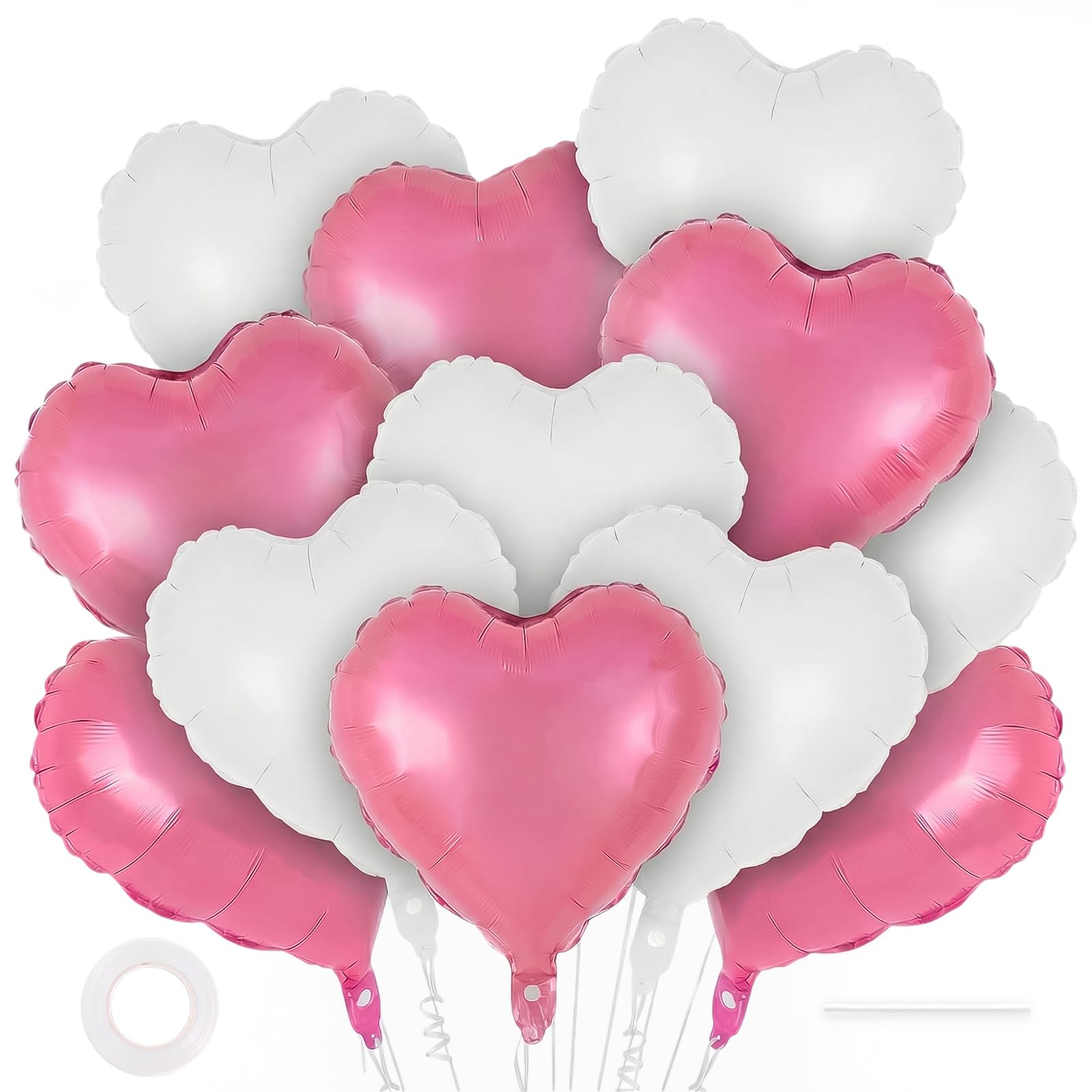 12 Pcs Colorful Heart Balloons,18 Inch Heart Foil Balloons Love Balloon Valentine Balloon for Birthday Party Wedding Engagement Party Baby Shower Valentine Day Decorations