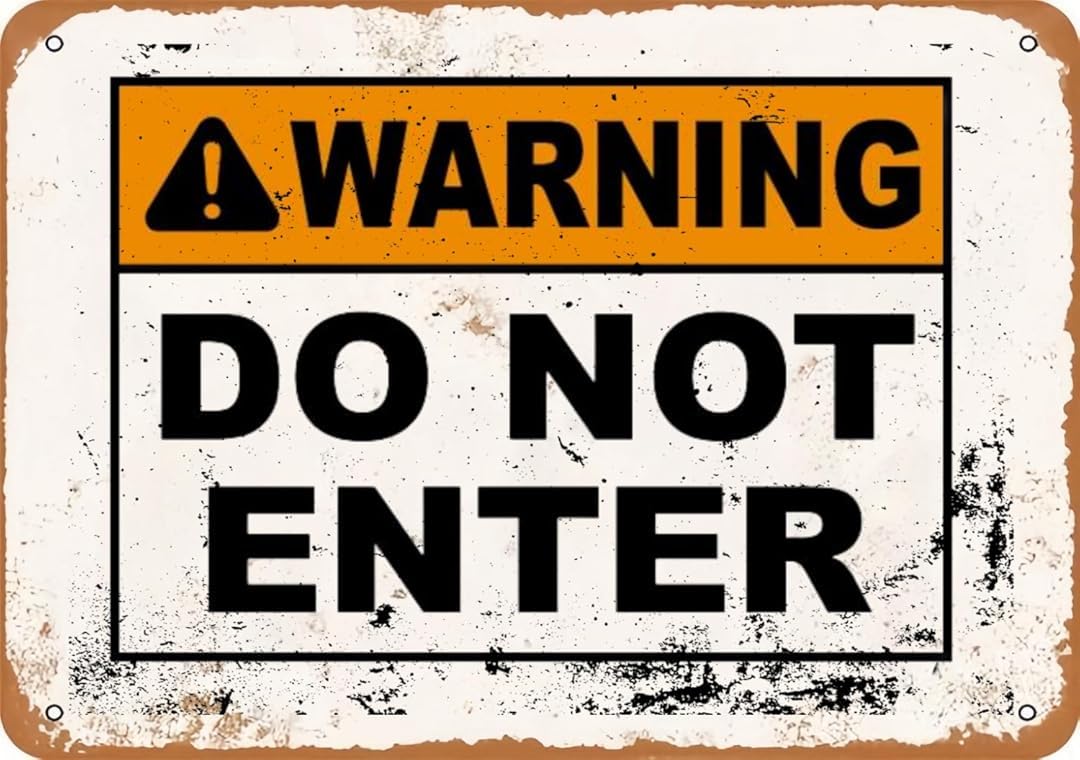 Warning Do Not Enter Retro Funny Novelty Art Backyard Funny Wall Décor Poster Cafe Plaque Tin Sign 8x12 Inch