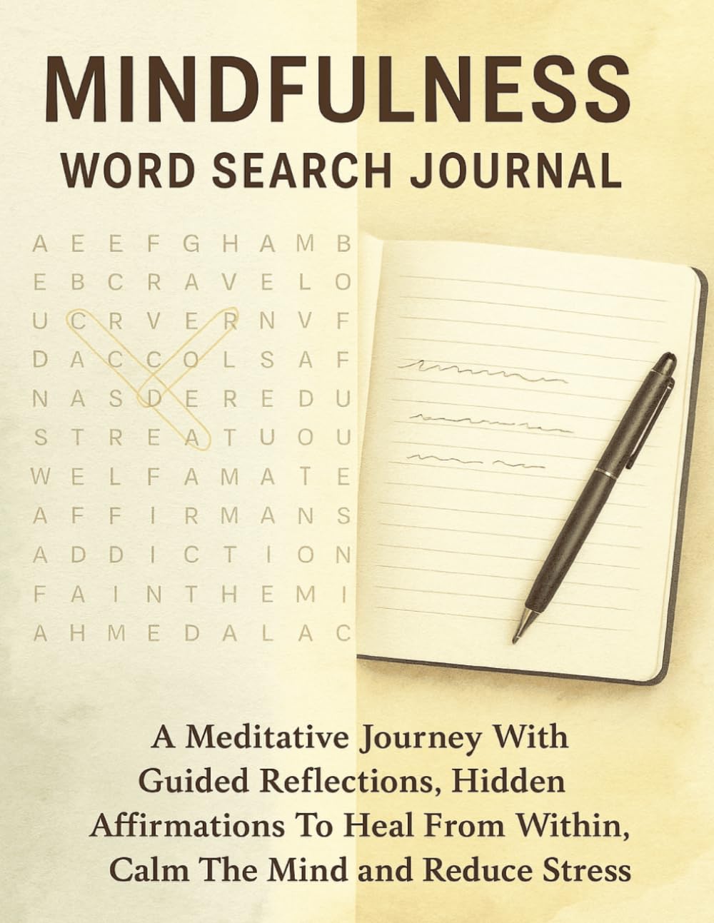 MINDFULNESS WORD SEARCH JOURNAL: A Meditative Journey With Guided Reflections, Hidden Affirmations To Heal From Within, Calm The Mind And Reduce Stress