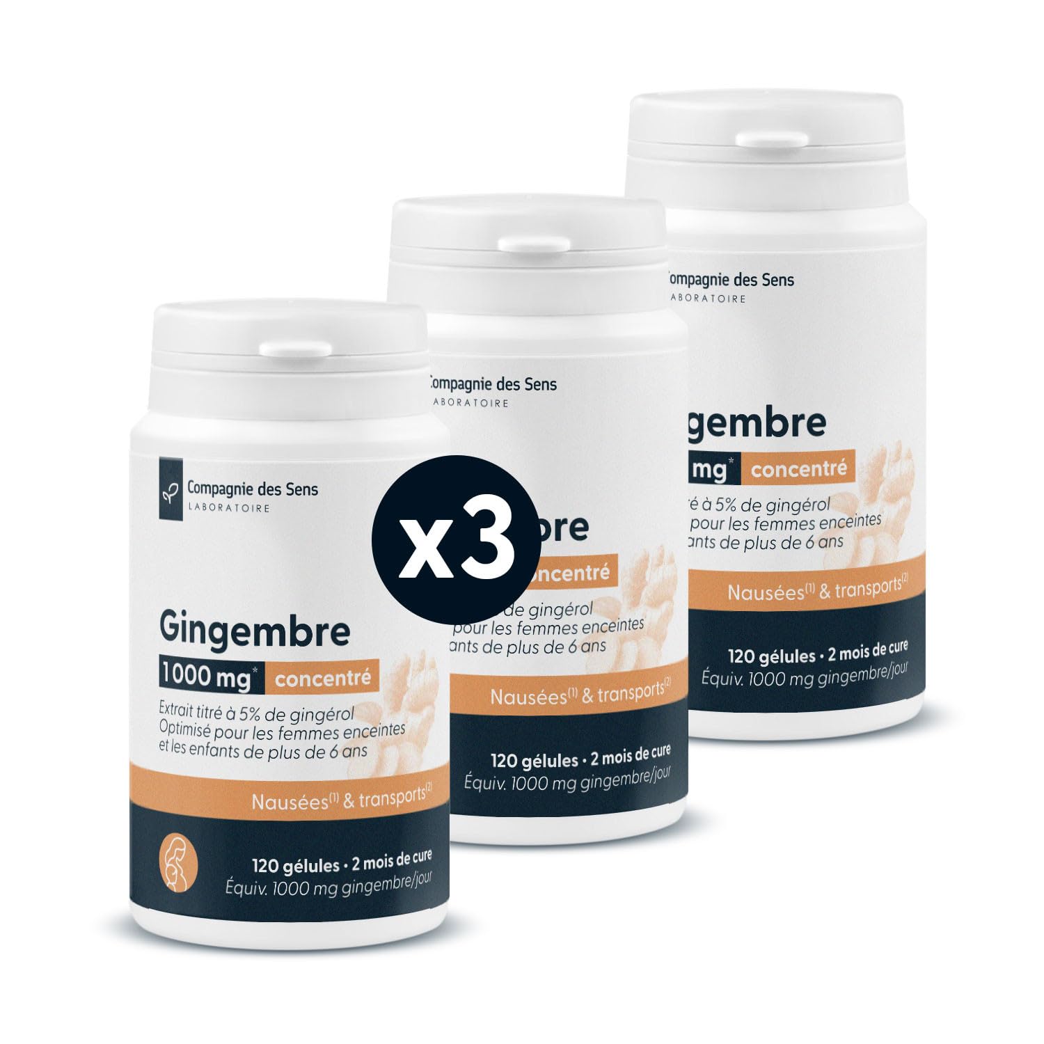 La Compagnie des Sens - Gingembre Concentré 400 mg/jour - Titré 5% Gingerols (20 mg/jour) - 360 gélules (6 mois) - Fabriqué en France