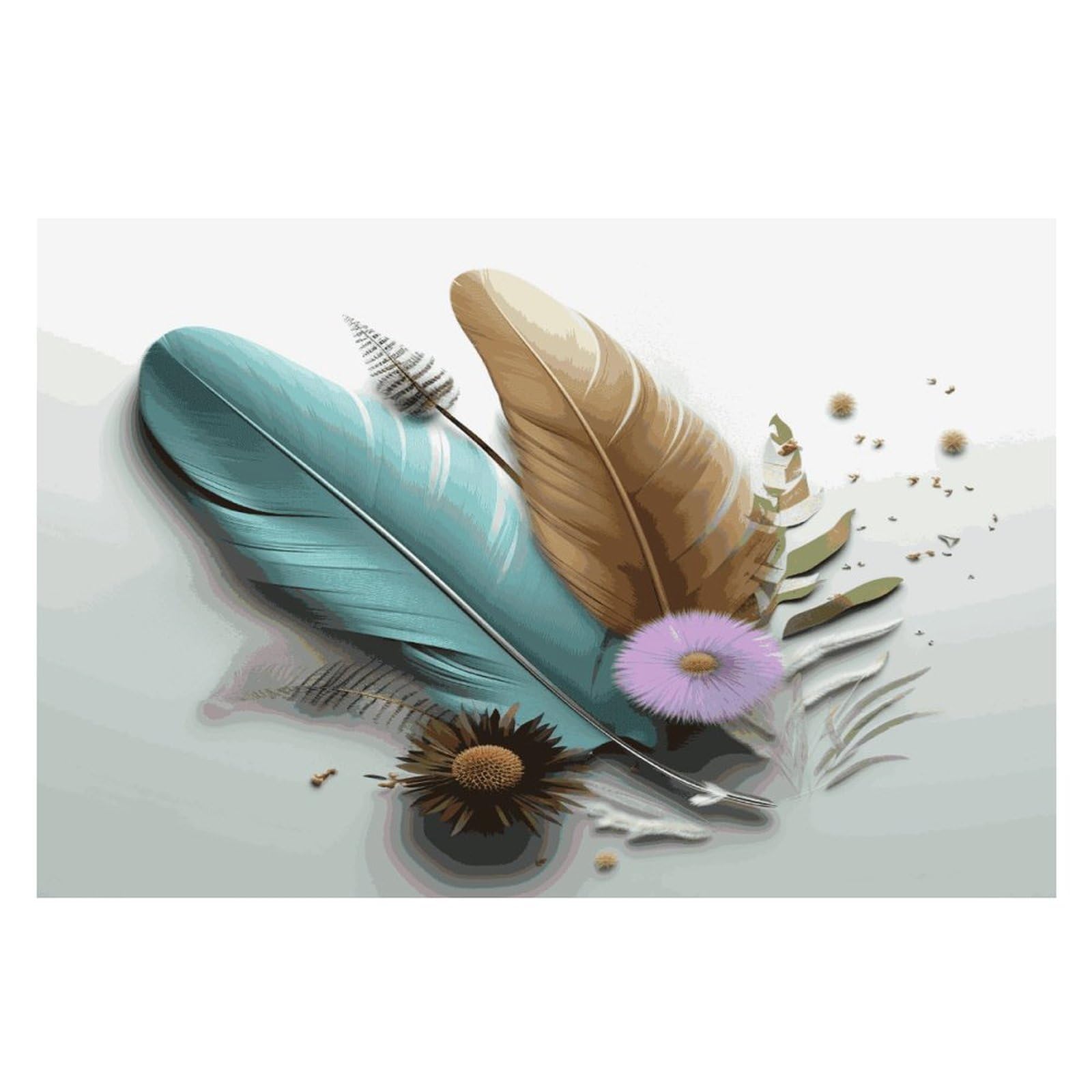 Feather Flower Placemats Wipeable Heat Resistant Table Mats Washable Flax Place Mats Elegant Cloth Non-Slip Placemat for Kitchen Dinning Party Table Decor 12 * 18 in
