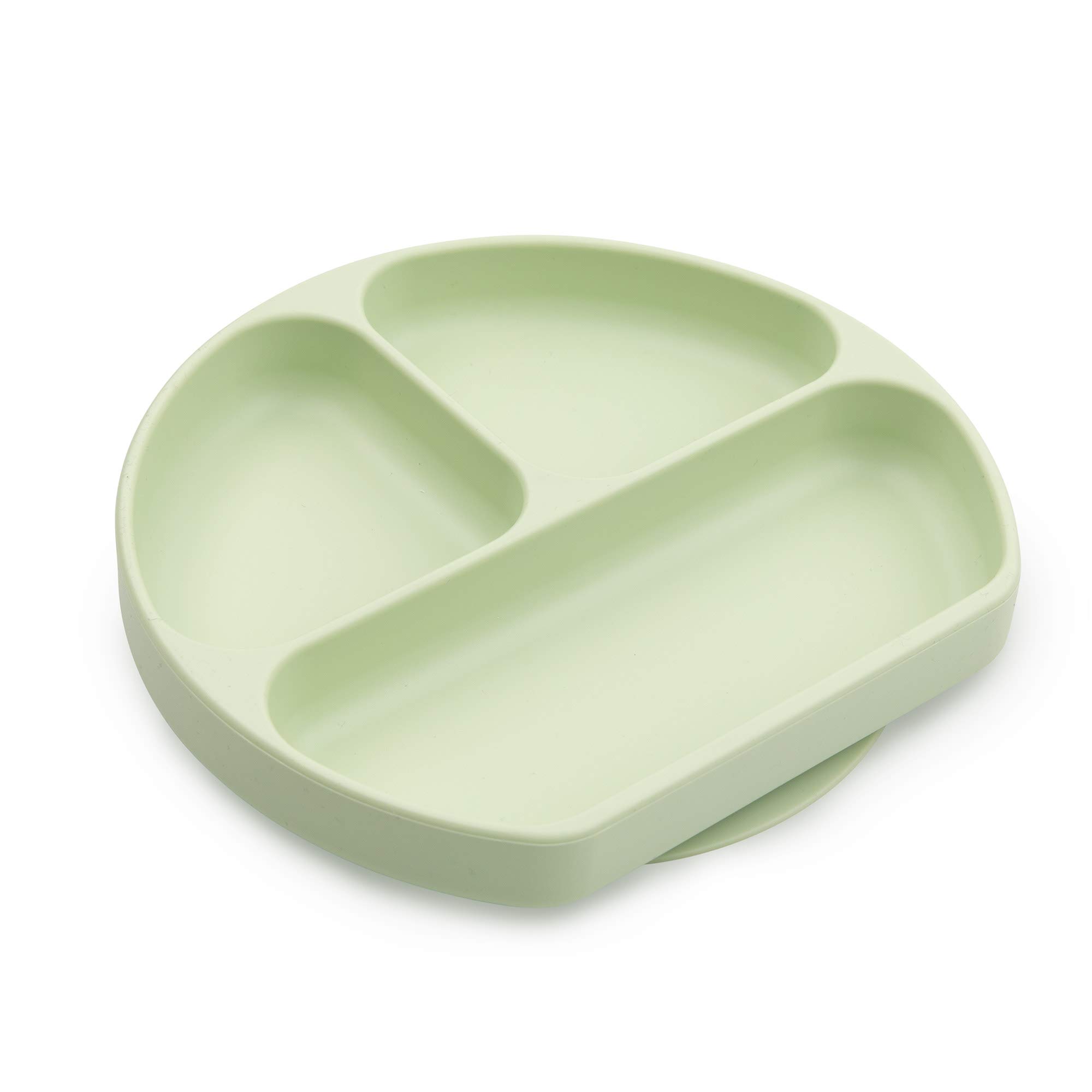 Bumkins Silicone Grip Dish, Suction Plate, Divided Plate, for Baby and Toddler, BPA Free, Microwave and Dishwasher Safe – Sage