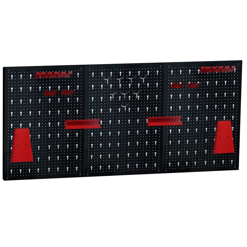 Aufun pared de herramientas 120x60x2 cm juego portaherramientas 17 piezas ganchos soportes taller