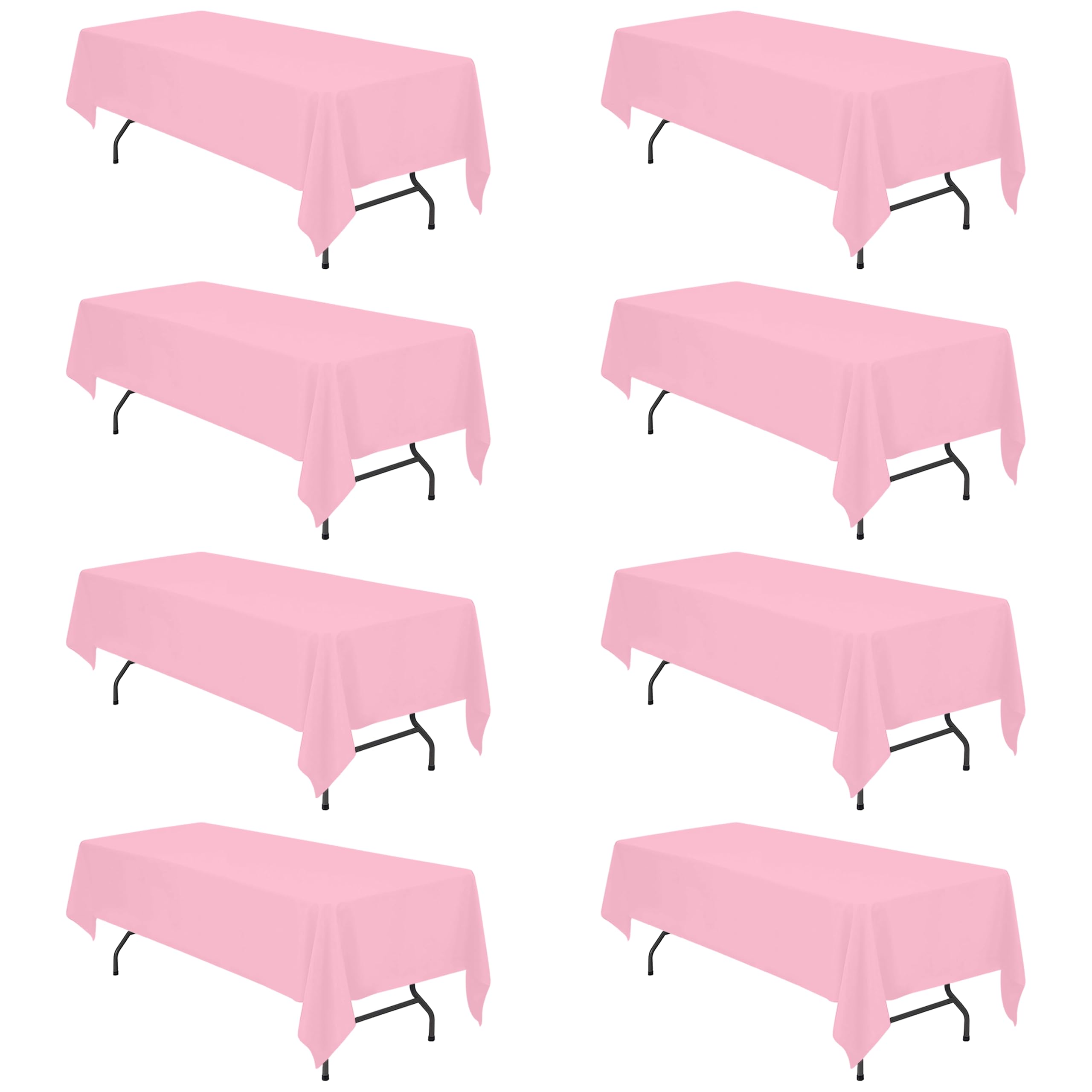 BRILLMAX 8 Pack Pink Tablecloths 60x126 Inch for 8ft Rectangle Tables