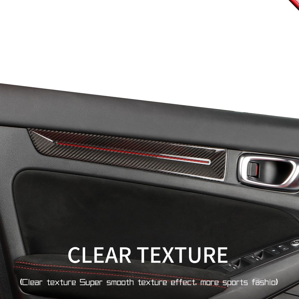 JSWAN 4Pcs Carbon Fiber Car Door Panel Cover Trim Fit for 11th Gen Civic FE FL4 Type r FL5 Typer Door Strip Protector Interior Armrest Protection -Bright Black