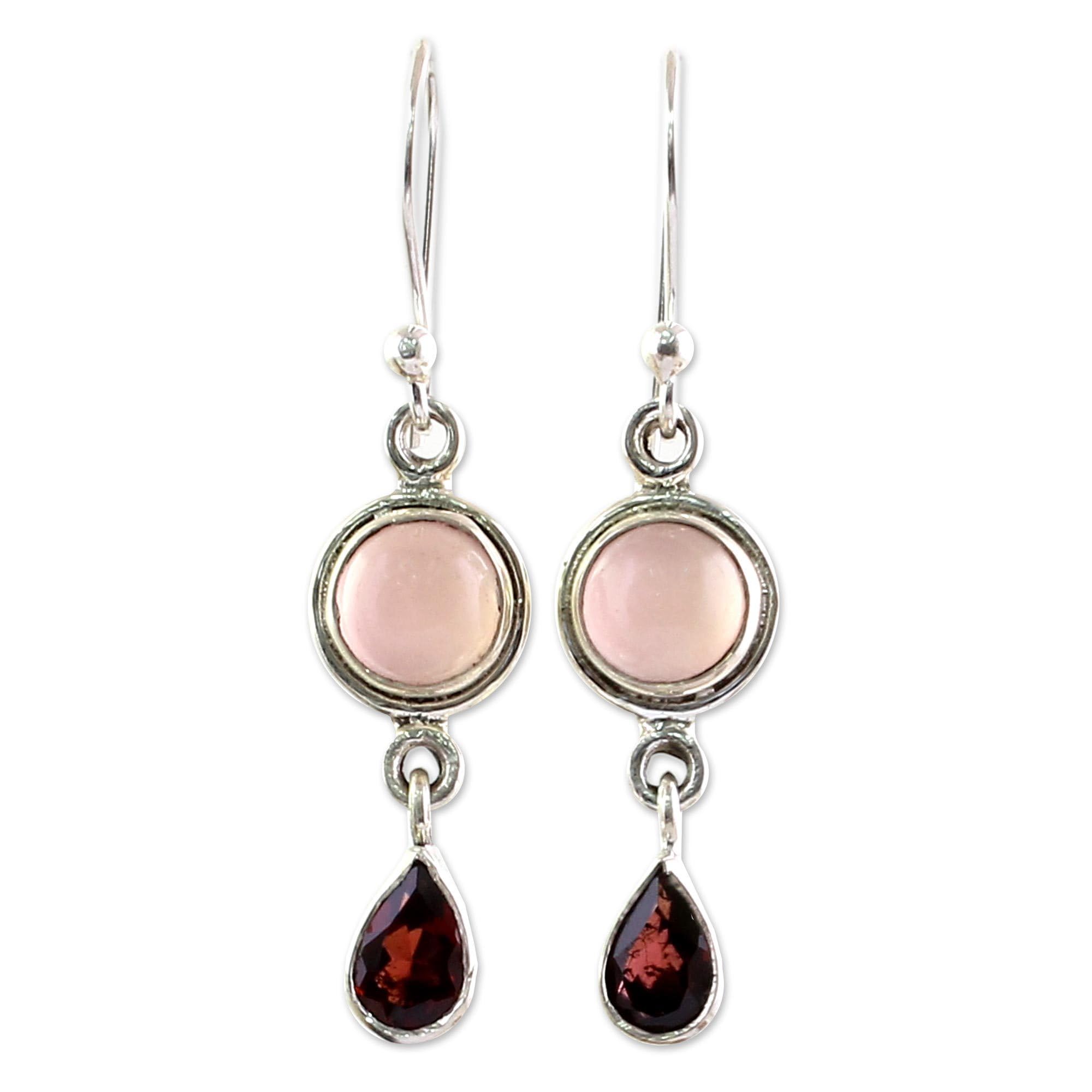NOVICA Artisan Handmade Dangle Earrings .925 Sterling Silver India Fortune Birthstone