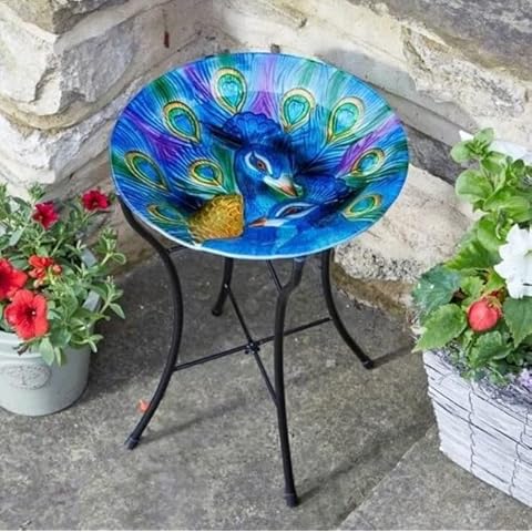Garden Mile Peacock Glass Bird Bath Station Cover