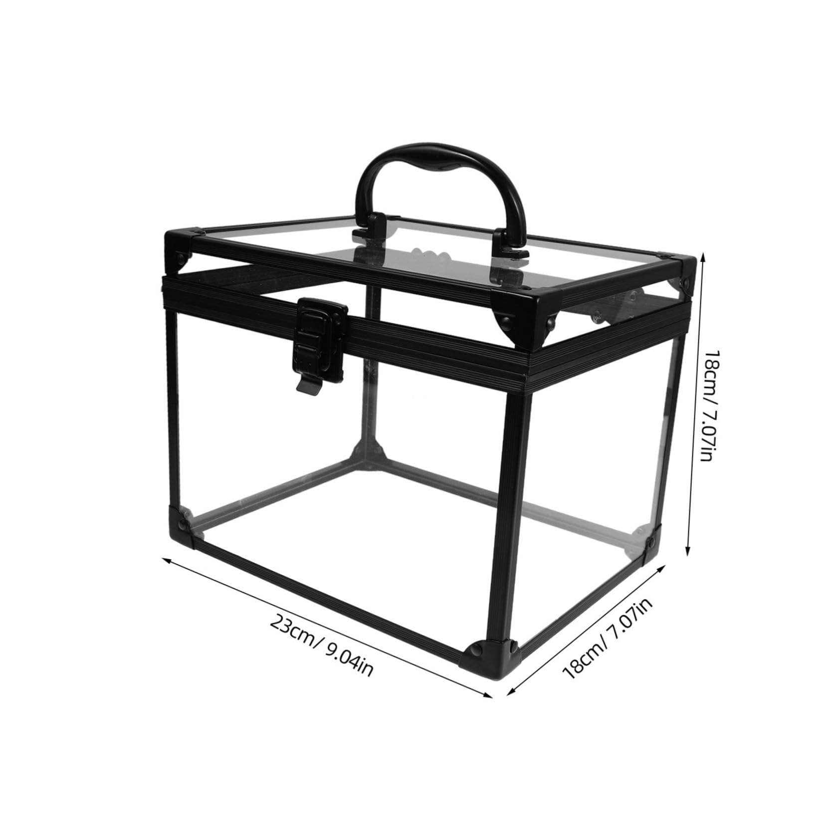 Caja Transparente de Maquillaje Grande con Cerradura y Llaves