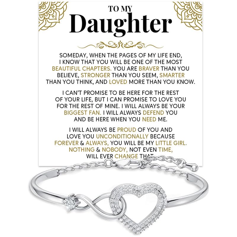 CALLA DECORGIFTS To My Daughter Bracelet Infinity Heart Jewelry Gift for Daughter Inspirational Message Card Birthday Graduation Christmas Gift Daughter Bracelet From Dad And Mom #2