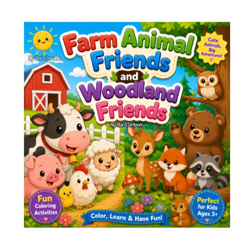 Farm Animal Friends and Woodland Friends: สมุดระบายสี