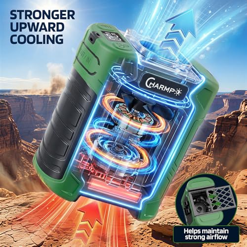 Image of Waist Fan, 10000mAh Rechargeable Belt Clip Fan, 59ft /s Airflow, 18500RPM 6-Speed, Up to 35H, 8-in-1 Hands-Free Personal Cooling with Bottom Air Intake, LED SOS Light for Camping, Travel, Jobsite