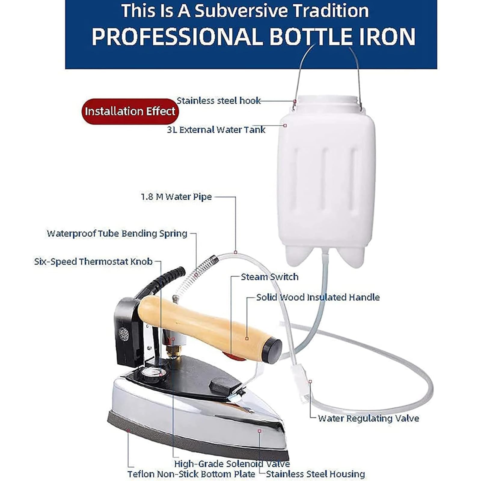 Plancha de Vapor Vertical, Plancha de Vapor Vertical Industrial para Botellas, con 3 l de Agua, 1200 W, 6 Modos de Control de Temperatura, para familias, tintorerías y Tiendas de Ropa.