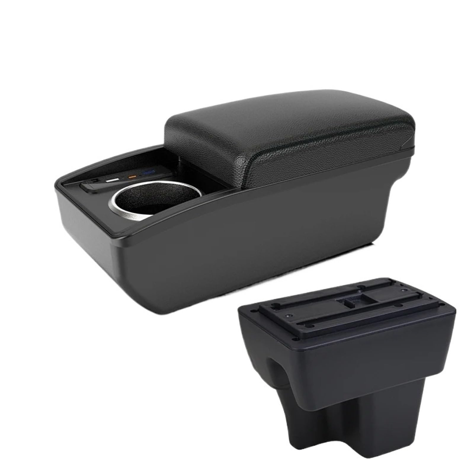 Ggwqoops Car Armrests For Proton For Wira Armrest Box Car Interior Modification Center Console Double-layer Storage Accessories Armrest Box(B2 Black line 6 usb)