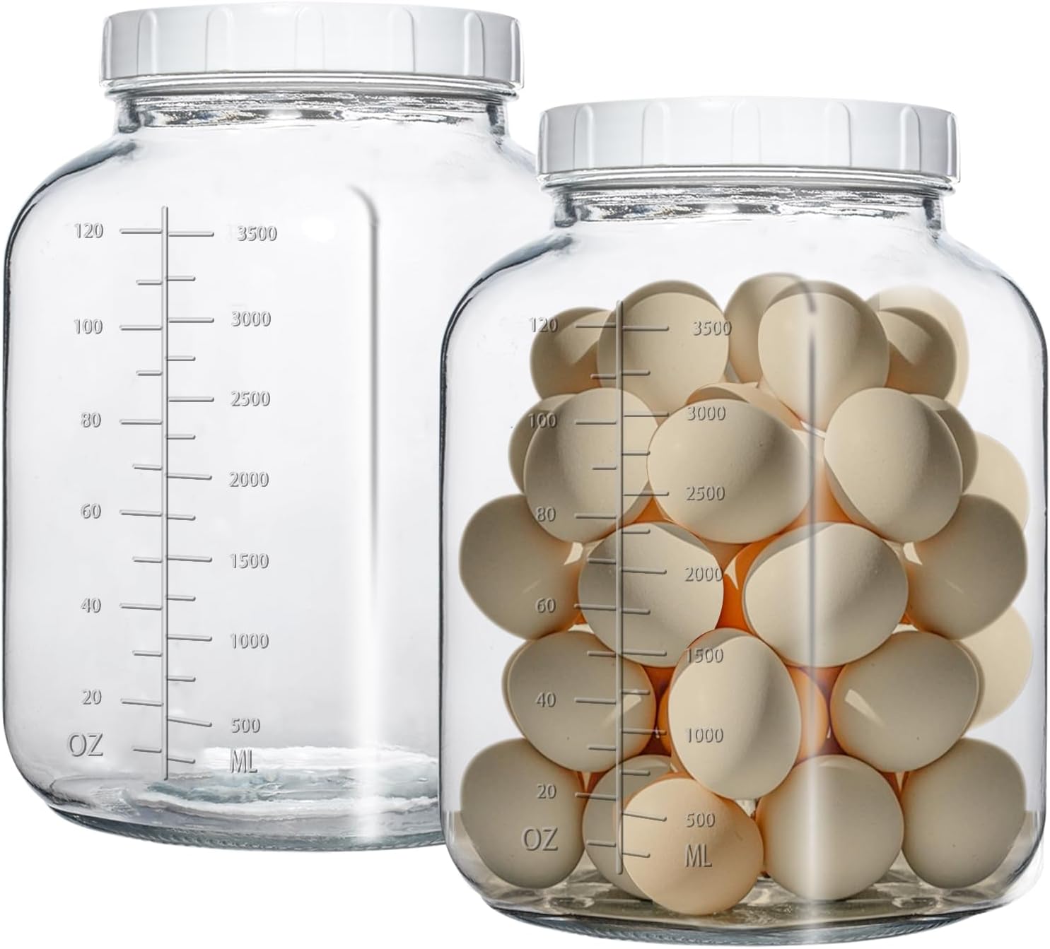 1 Gallon Glass Jar with Lids,2 Pack Super Wide Mouth Large Mason Jars 128 oz,Glass Gallon Jugs Storage Container for Sun Tea,Kombucha,Storing,Canning