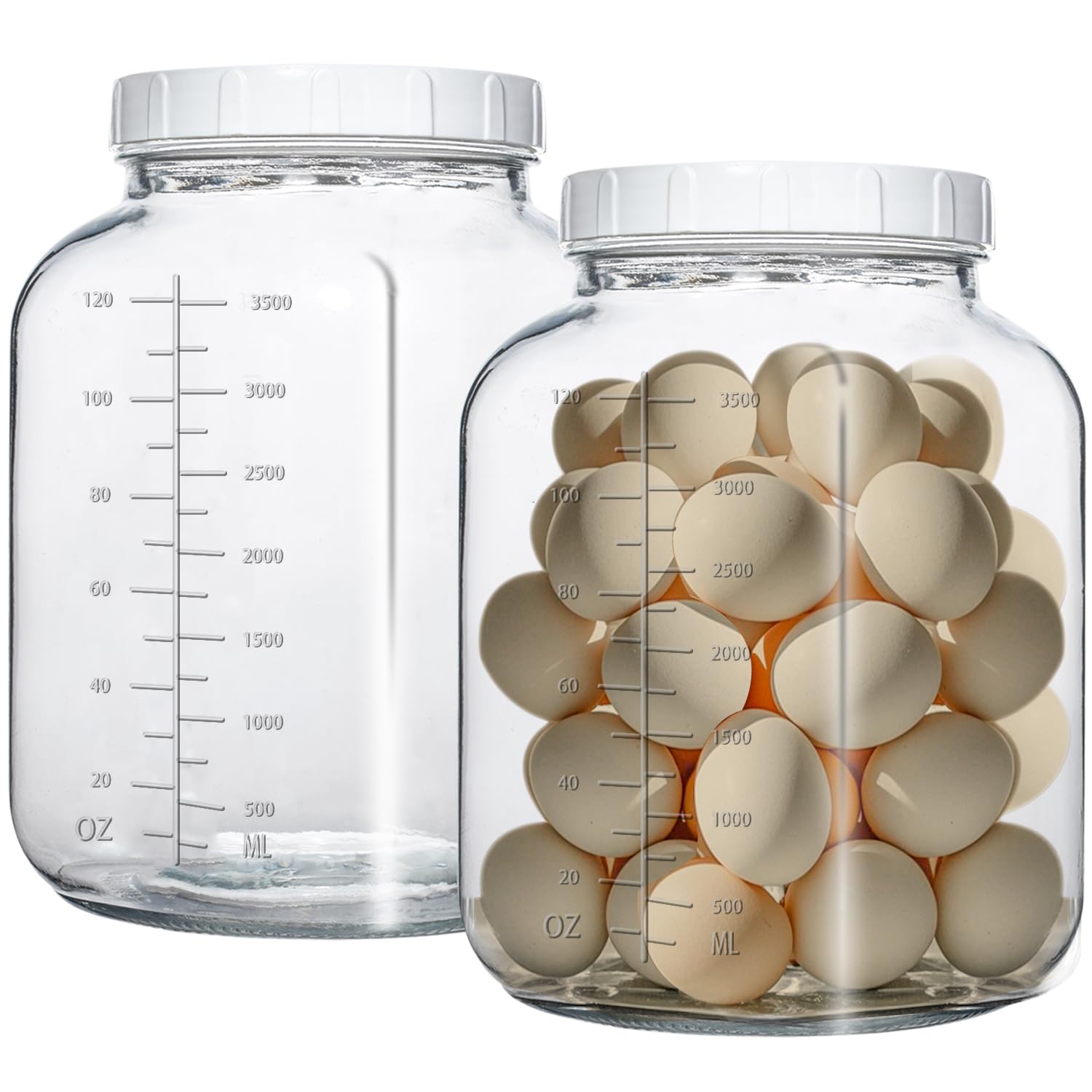 1 Gallon Glass Jar with Lids,2 Pack Super Wide Mouth Large Mason Jars 128 oz,Glass Gallon Jugs Storage Container for Sun Tea,Kombucha,Storing,Canning