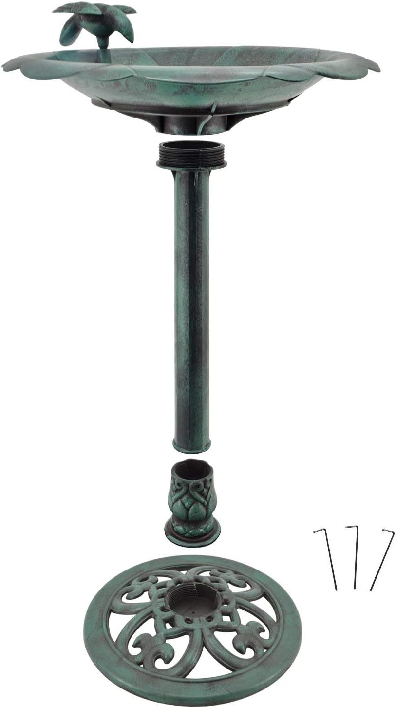 Arcadia Garden Products BB02 Bird Bath Verdigris, 19.5" x 27.5", Green