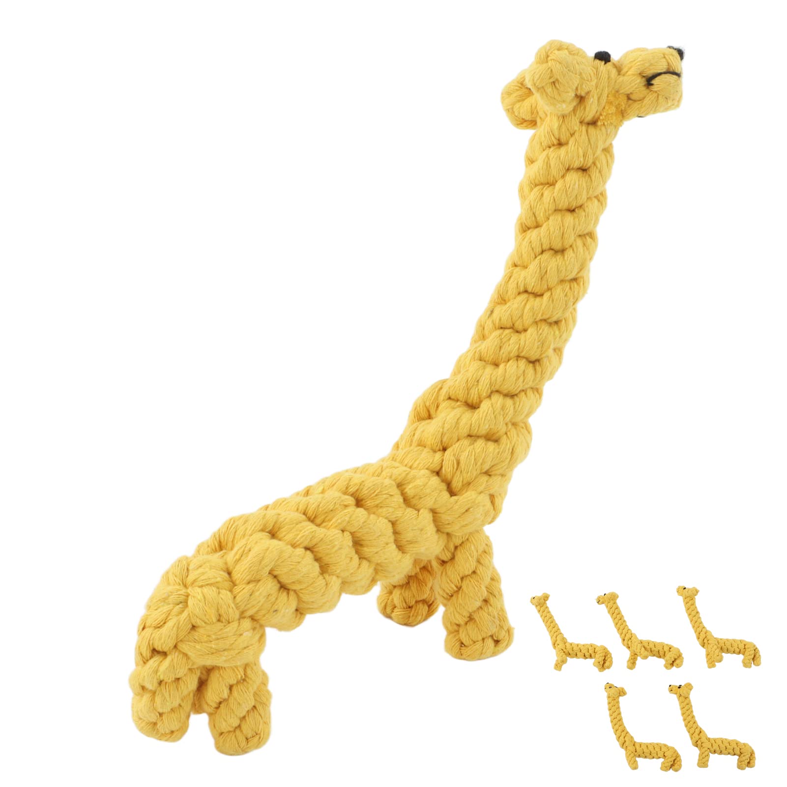 Qukaim Juguete de cuerda de algodón para perros, diseño de jirafa, 5 piezas de limpieza de dientes, juguete masticable para perros pequeños y medianos