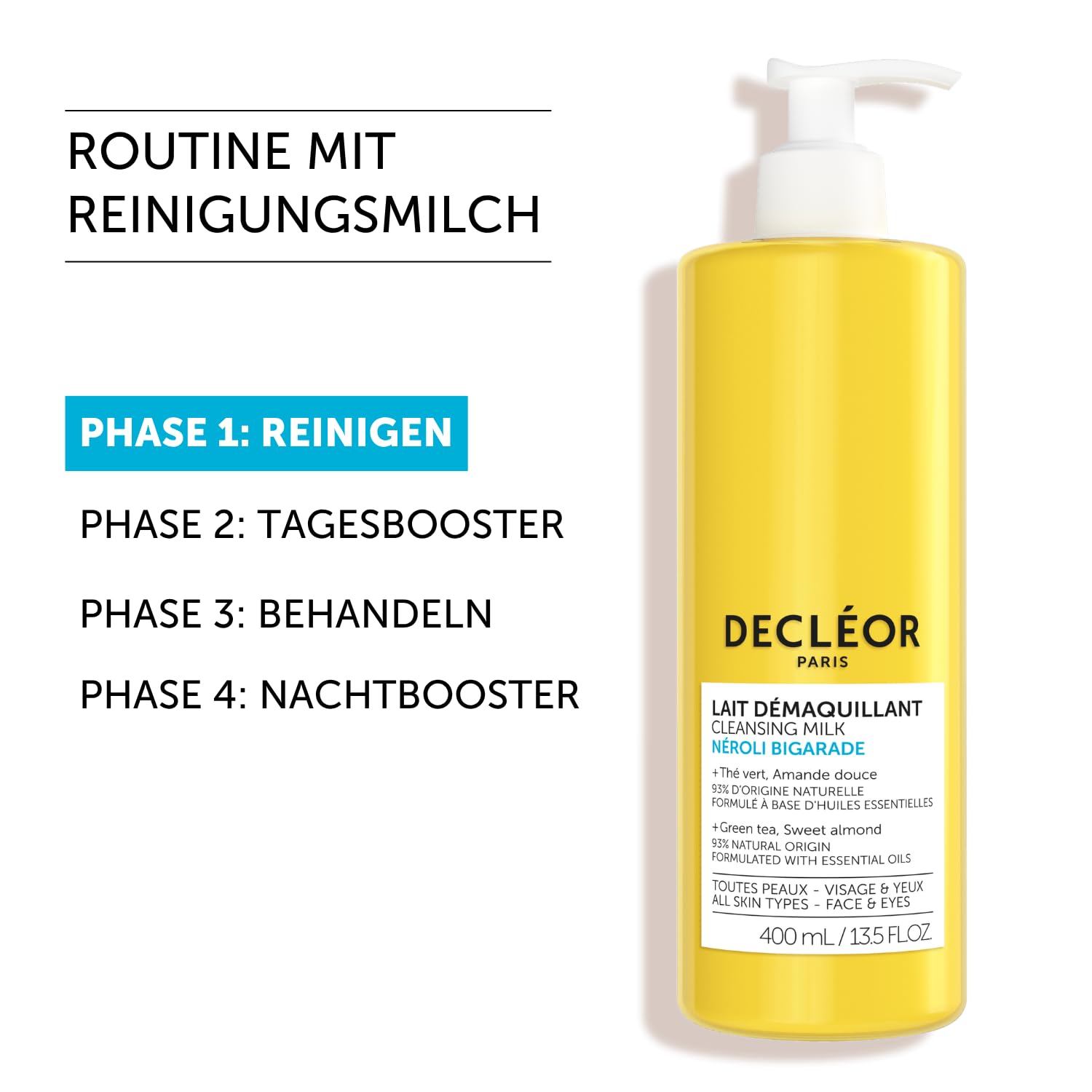 Decléor Neroli Bigarade Reinigungsmilch 400ml – Sanfte Gesichtsreinigung für Alle Hauttypen, Hydratisierende Creme-Reiniger mit Ätherischen Ölen & Grünem Tee für Gesichtspflege