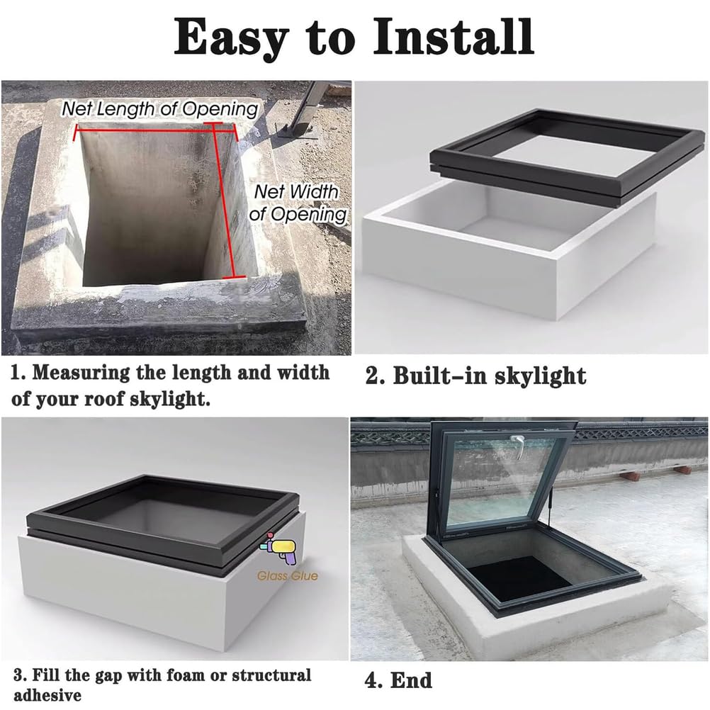 Finestra per tetto ventilata manuale, 550 x 550 mm, in lega di alluminio, doppi vetri per la massima luce naturale ed efficienza energetica, ideale per case e locali commerciali