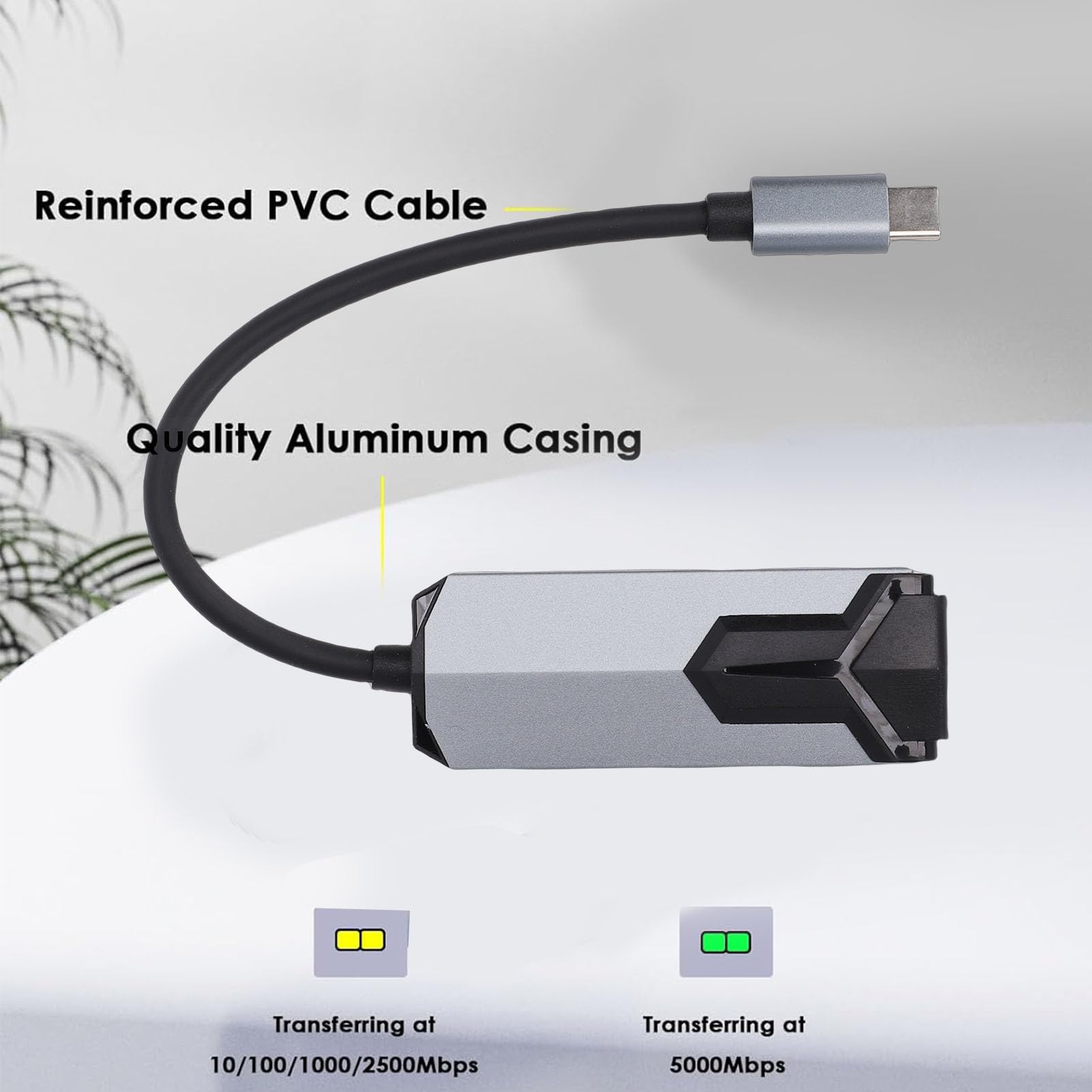 Generic Convertitore di Rete da USB C a RJ45 5000 Mbps Leggero e Resistente per Streaming Senza Interruzioni su Tablet e Laptop