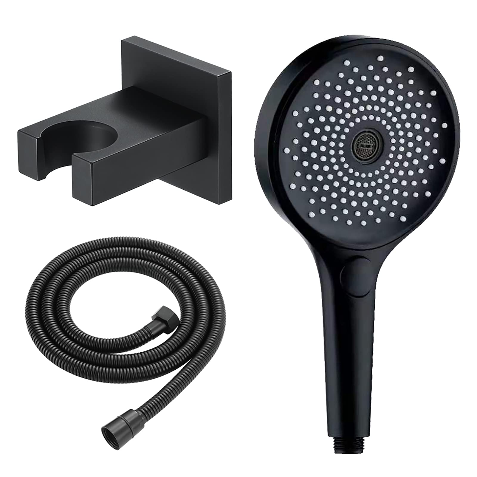 Alcachofa de Ducha, ABS Cabezal de Ducha Alta Presión Ahorro de Agua Cabezal de Ducha de Mano 3 Modos Universal Telefono Ducha con 1.5M Manquera Ducha, Soporte de Ducha,Negro