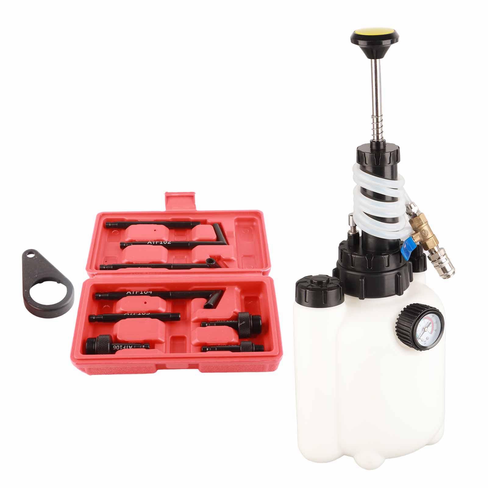 Bomba neumática de 3L para líquido de transmisión con 8 adaptadores - Extractor/dispensador de ATF, refrigerante, aceite y líquido de dirección asistida