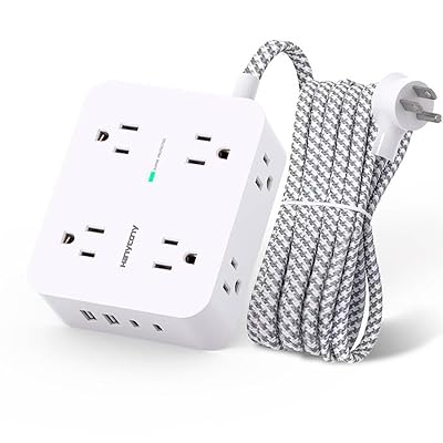 Surge Protector Power Strip - HANYCONY 8 Outlets 4 USB (2 USB C) Charging Ports, Multi Plug Outlet Extender, 5Ft Braided Extension Cord, Flat Plug Wall Mount Desk Charging Station for Home Office ETL