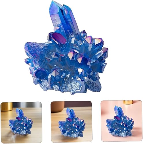 Miniatura 8 de DECHOUS Geoda de racimo de cristal natural, geoda de cuarzo azul crudo, pequeños cristales curativos para decoración del hogar, curación, meditación