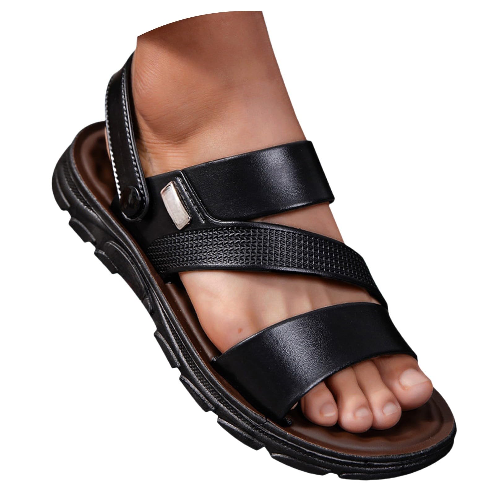 Sandales pour homme en cuir, tongs en cuir, sandales spartiates pour homme, sandales orthopédiques, sport, trekking, randonnée, semelle souple résistante à l'usure, chaussures d'été et sandales de